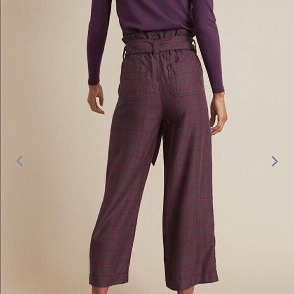 NWT Marine Layer Caroline Cropped Pants in Purple Plaid XS - Picture 2 of 4